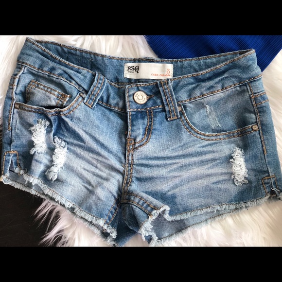 Distressed Denim Short Shorts - Picture 2 of 4